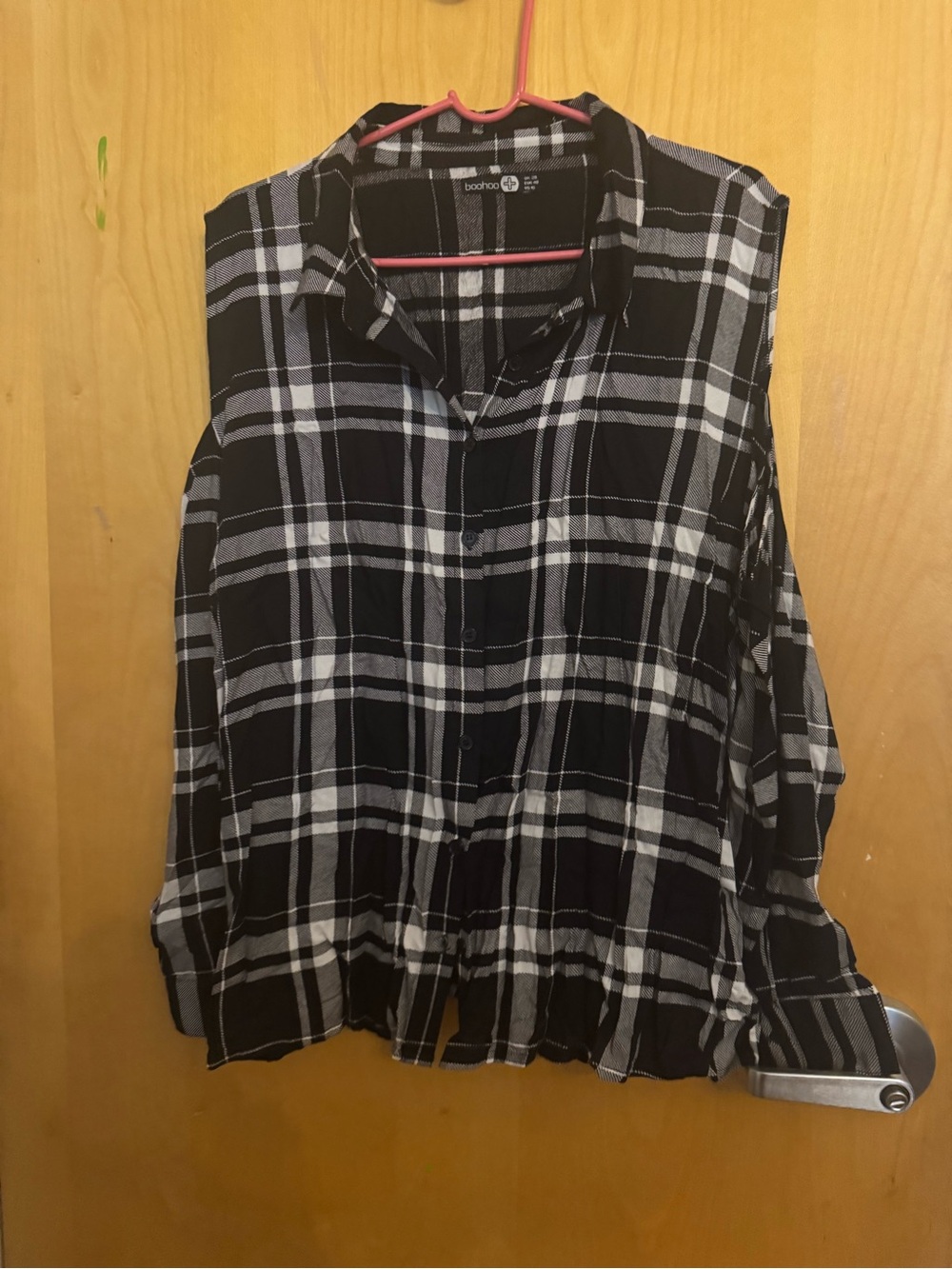 Boohoo Plus Plaid Cold Shoulder Button Up Shirt US 16 UK 20 Check